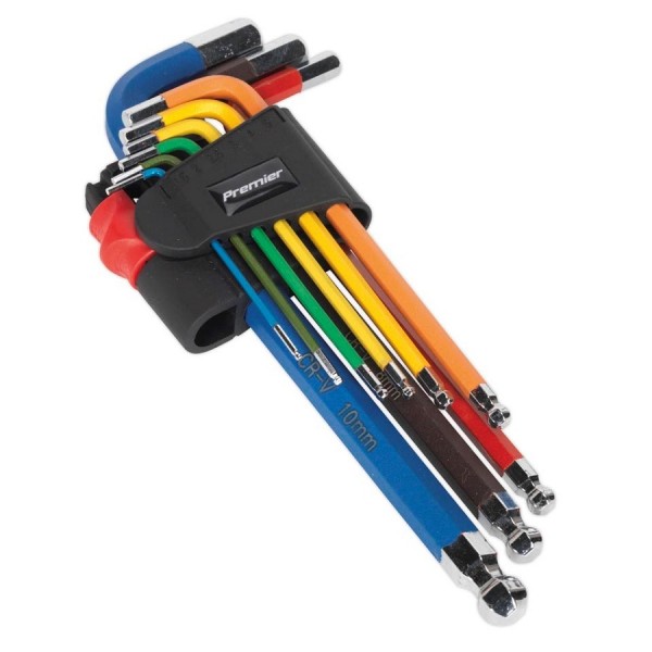 Sealey 9pc Colour-Coded Ball-End Hex Key Sets Metric logo