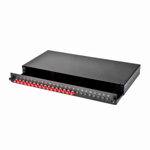 Fibre Patch Panel 16 Way MM ST 16x Simplex Sliding Drawer Metal Black   