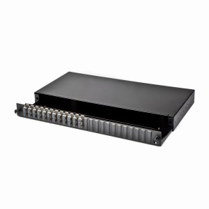 Fibre Patch Panel 24 Way MM SC 12x Duplex Sliding Drawer Metal Black   