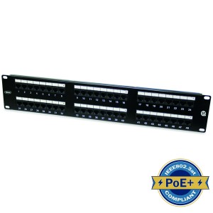 Patch Panel Cat5e Unshielded 48Port Rear Punch Black (H)2U x (W)19"