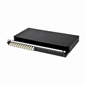 Fibre Patch Panel 24 Way MM LC 12x Duplex Sliding Drawer Metal Black   