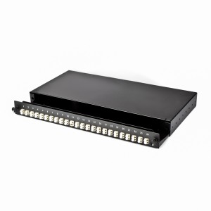 Fibre Patch Panel 48 Way MM LC 24x Duplex Sliding Drawer Metal Black   