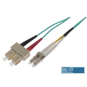 Fibre Patch Lead Duplex MM LC-SC OM3 50/125 LSZH Aqua (L)10Mtr   