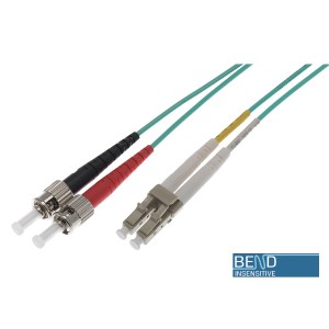 Fibre Patch Lead Duplex MM LC-ST OM3 50/125 LSZH Aqua (L)1Mtr   