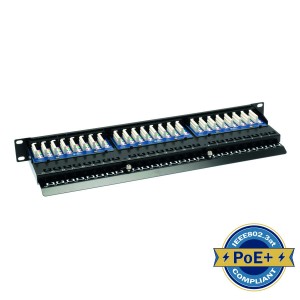 Patch Panel Cat5e Unshielded 48Port Right Angle Black (H)1U x (W)19"