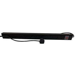PDU 12 Way Vertical Switched 13A UK Plug 13A UK Socket Black (L)855mm Cord 3Mtr