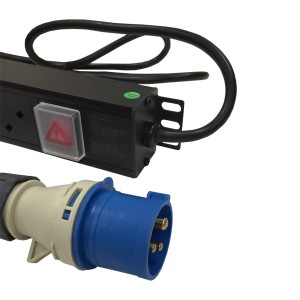 PDU 8 Way Vertical Switched 16A BS4343 Plug (Commando) 13A UK Socket Black (L)620mm Cord 3Mtr