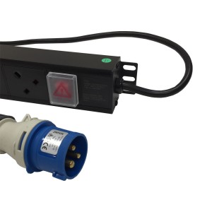 PDU 12 Way Vertical Switched 16A BS4343 Plug (Commando) 13A UK Socket Black (L)855mm Cord 3Mtr