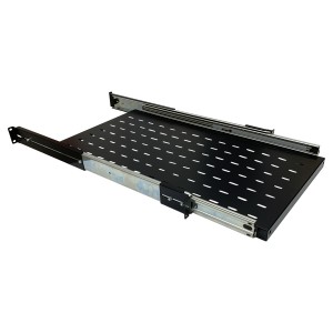 Sliding Shelf Vented Heavy Duty Up to 125kg Black (H)1U x (W)19" x (D)750mm Adjustable 705mm to 1160mm