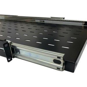 Sliding Shelf Vented Heavy Duty Up to 125kg Black (H)1U x (W)19" x (D)750mm Adjustable 705mm to 1160mm