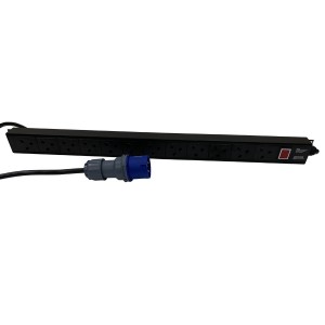 PDU 12 Way Vertical Neon Indicator 32A BS4343 Plug (Commando) 13A UK Socket Black (L)923.9mm Cord 3Mtr