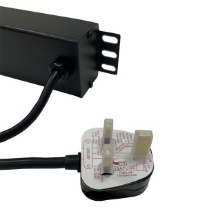 PDU 4 Way Horizontal Surge Protected Switched 13A UK Plug 13A UK Socket Black (L)490mm Cord 3Mtr