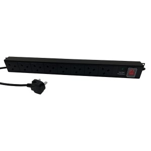 PDU 8 Way Vertical Surge Protected Switched 13A UK Plug 13A UK Socket Black (L)676mm Cord 3Mtr