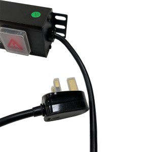 PDU 12 Way Vertical Surge Protected Switched 13A UK Plug 13A UK Socket Black (L)890mm Cord 3Mtr