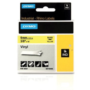 Rhino Industrial Tape Vinyl Black on White 18444 (W)12mm x (L)5.5Mtr