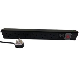 PDU 6 Way Vertical Surge Protected Switched 13A UK Plug 13A UK Socket Black (L)557mm Cord 3Mtr
