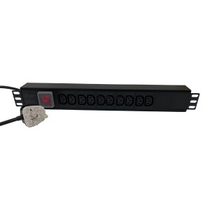 IEC Power Distribution Units 10 Way Horizontal Switched 13A UK Plug 10x C13 Black (L)490mm Cord 3Mtr