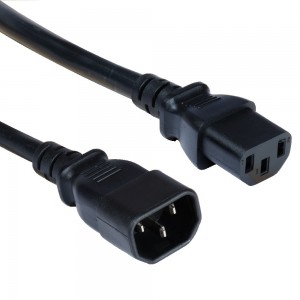 Power Lead C14 IEC C13 IEC H05VV-F 3X0.75mm2 Black (L)2Mtr
