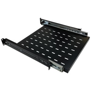 Sliding Shelf Vented Heavy Duty Up to 125kg Black (H)1U x (W)19" x (D)450mm Adjustable 450mm to 595mm