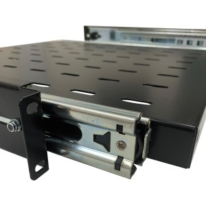 Sliding Shelf Vented Heavy Duty Up to 125kg Black (H)1U x (W)19" x (D)600mm Adjustable 600mm to 820mm
