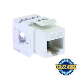 Keystone Jack Cat6 Punchdown 180 Deg Unshielded White