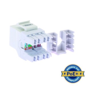 Keystone Jack Cat6 Punchdown 180 Deg Unshielded White