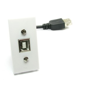 USB Euro Module Fly Lead USB 2.0 Type B White   