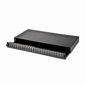 Fibre Patch Panel 48 Way MM SC 24x Duplex Sliding Drawer Metal Black   