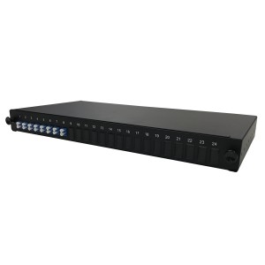 Fibre Patch Panel 16 Way SM LC 8x Duplex Sliding Drawer Metal Black   