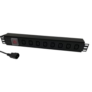 IEC Power Distribution Units 8 Way Horizontal Switched IEC 320 C14 8x C13 Black (L)490mm Cord 3Mtr