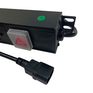 PDU 10 Way Vertical Switched IEC 320 C14 Plug 13A UK Socket Black (L)740mm Cord 3Mtr