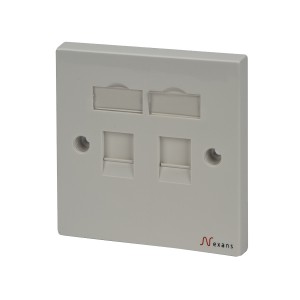 Faceplate Flat Single Gang 2Port Snap-In EVO Shuttered White (H)86mm x (W)86mm