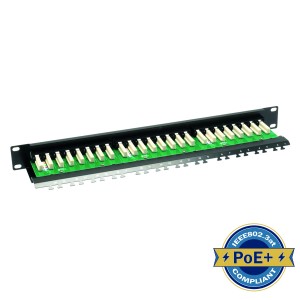 Patch Panel Cat6 Unshielded 24Port Right Angle Black (H)1U x (W)19"