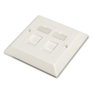 Faceplate Bevelled Single Gang 2Port Keystone Flat Shutter White (H)86mm x (W)86mm Jacks NOT Included  