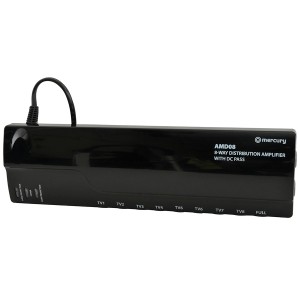 Distribution Amplifier 8 Way DC Pass Through for Digital TV & Satellite Comes With 4x F-Type Adaptors