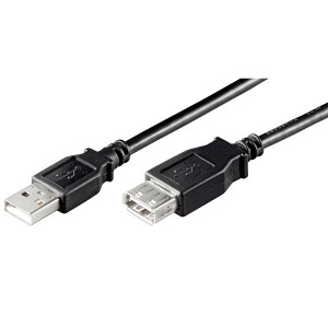 USB Extension Lead USB2.0 A to A Nickel Plated Male-Female Black (L)2Mtr NX-USB-132  
