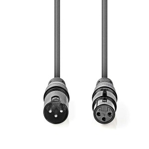 XLR Audio Lead 3 Pin XLR Male-Female Black (L)6.0mtr