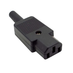 Re-wireable Power Connector C13 IEC Straight Black