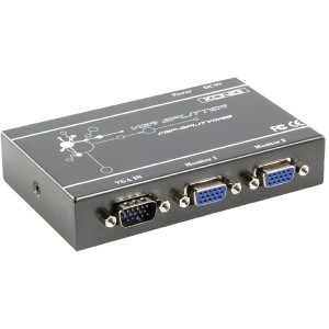 VGA Splitter 2 Way 1x VGA Male 2x VGA Female Mains Powered