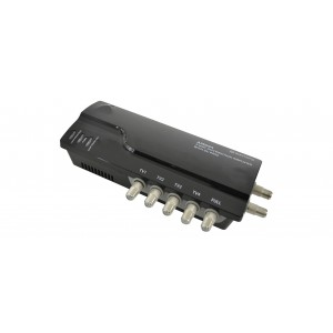 Distribution Amplifier 4 Way DC Pass Through for Digital TV & Satellite Comes With 3x F-Type Adaptors