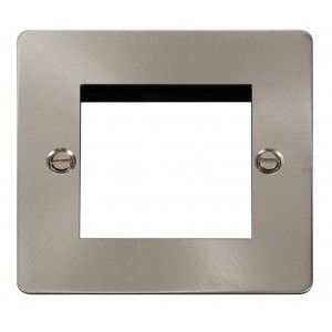 Define Euro Faceplate Single Gang 2x Euro Brushed Stainless (H)88mm x (W)88mm x (D)1.3mm   