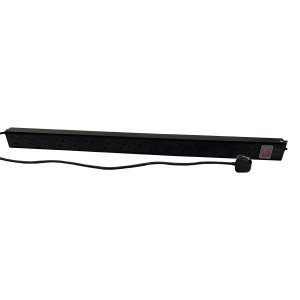 PDU 16 Way Vertical Switched 13A UK Plug 13A UK Socket Black (L)1095mm Cord 3Mtr