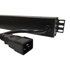PDU 6 Way Horizontal Switched C20 Plug 13A UK Socket Black (L)490mm Cord 3Mtr