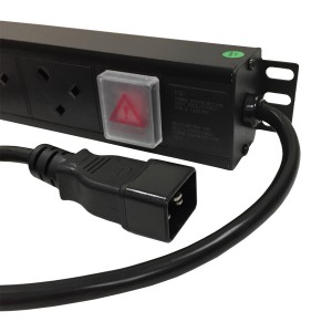 PDU 10 Way Vertical Switched C20 Plug 13A UK Socket Black (L)740mm Cord 3Mtr