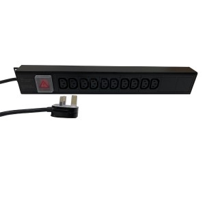 IEC Power Distribution Units 10 Way Vertical Switched 13A UK Plug 10x C13 Black (L)490mm Cord 3Mtr