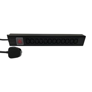 IEC Power Distribution Units 12 Way Vertical Switched 13A UK Plug 12x C13 Black (L)490mm Cord 3Mtr