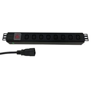 IEC Power Distribution Units 8 Way Horizontal Switched C20 Plug 8x C13 Black (L)490mm Cord 3Mtr