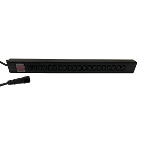 IEC Power Distribution Units 20 Way Vertical Switched C20 Plug 20x C13 Black (L)700mm Cord 3Mtr