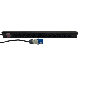 IEC Power Distribution Units 24 Way Vertical Switched 16A BS4343 Plug (Commando) 24x C13 Black (L)810mm Cord 3Mtr