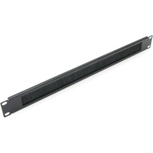Brush Strip Panel Letterbox Style Black (H)1U x (W)19" RAL9011 Cab Black Ripple Finish  